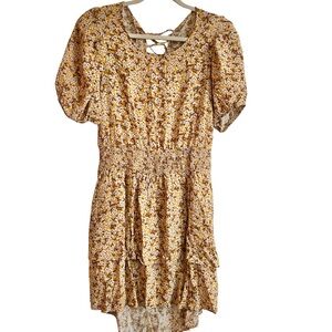 Wild Fable XXL Floral Smocked Yellow Dress puffed sleeve